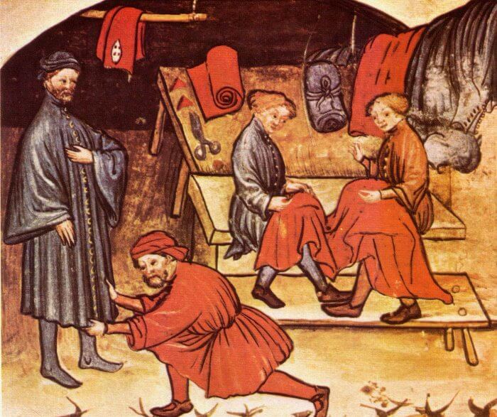 Taller de sastrería en el siglo XV